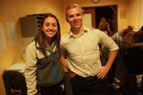 Josie Anker '15 and George Tomblin-Morgan '15 prepare for the show.