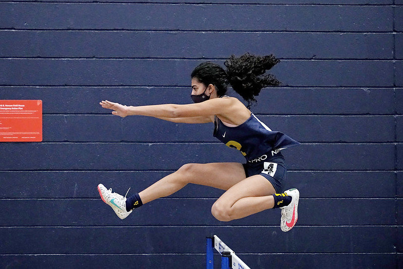 Priyanka Seth 24 competes in the Indoor Track Meet in the field house.