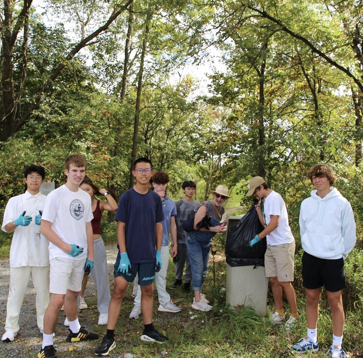 Sophomores cleaning up litter, Peddie Instagram