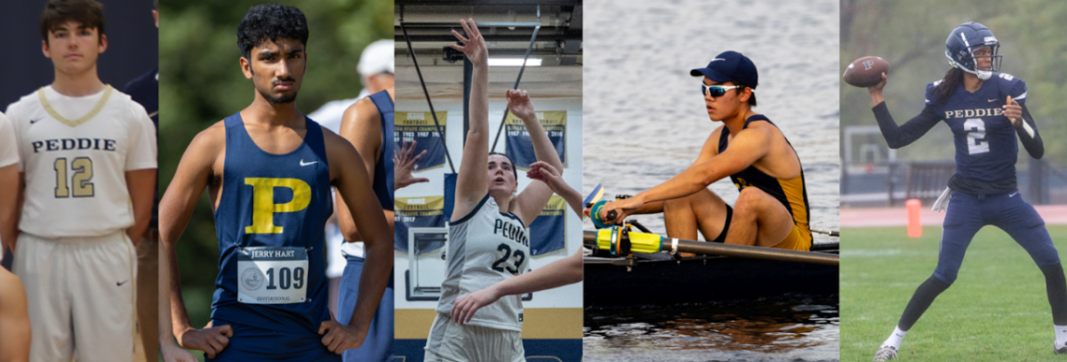 Student players featured in the Student-Faculty Basketball Game (from left to right: Owen Piepszak ’25, Rishabha Swaminathan ’25, Samantha Forte ’27, Keaton Chien ’25, NaCari McFarland ’25)
