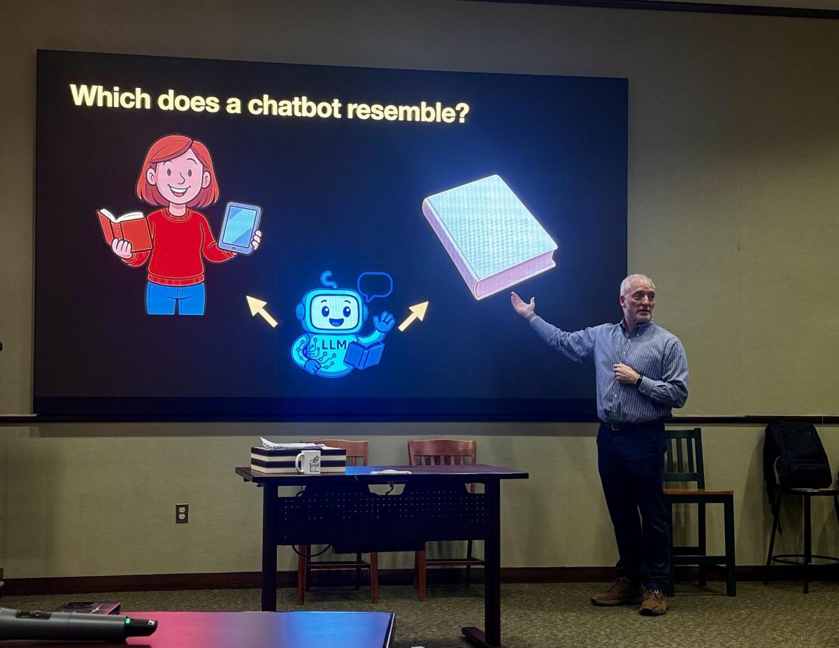 Dr. Smith during his seminar,”The AI Crisis in the Classroom."